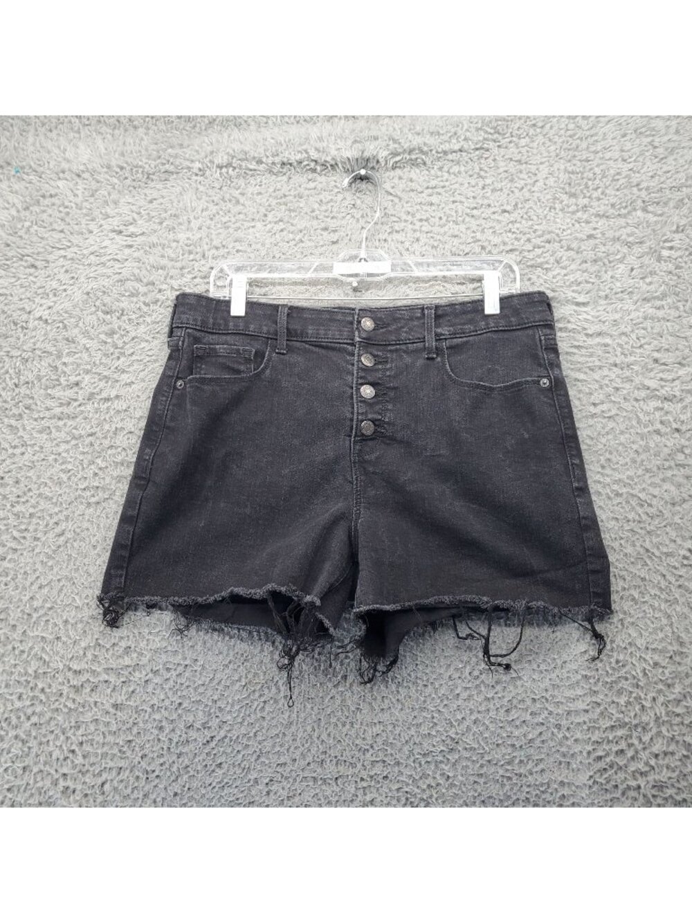 Old Navy Shorts Womens Size 12 Black High Rise Frayed Hem Secret Slim Pockets